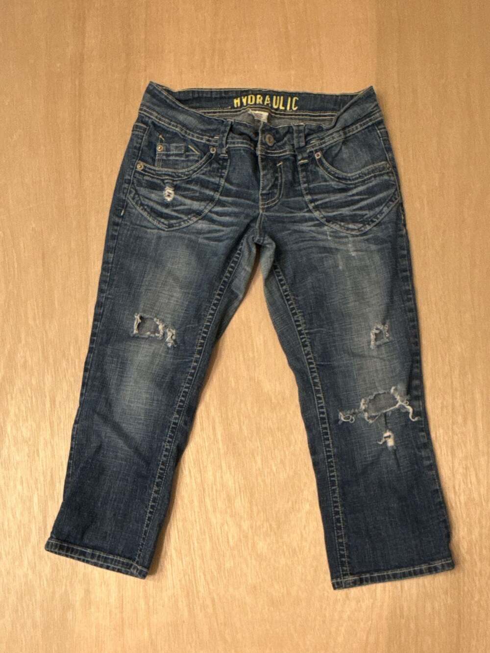 Hydraulic Women's Distressed Low Rise Denim Capris Jeans Size 7/8